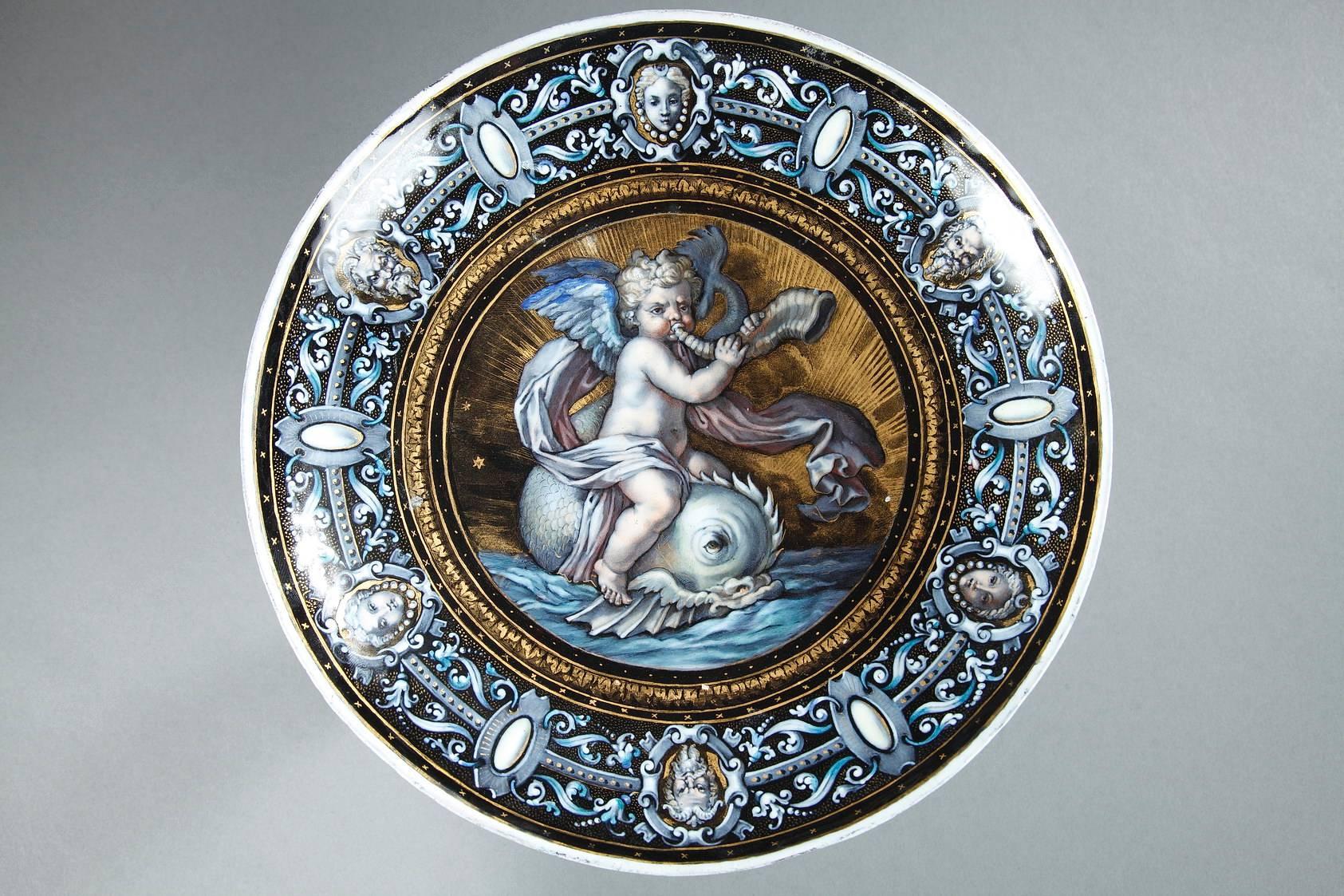 Enamel Cup Signed Estello Apoil, Sèvres Factory, 19th Century In Good Condition In Paris, FR