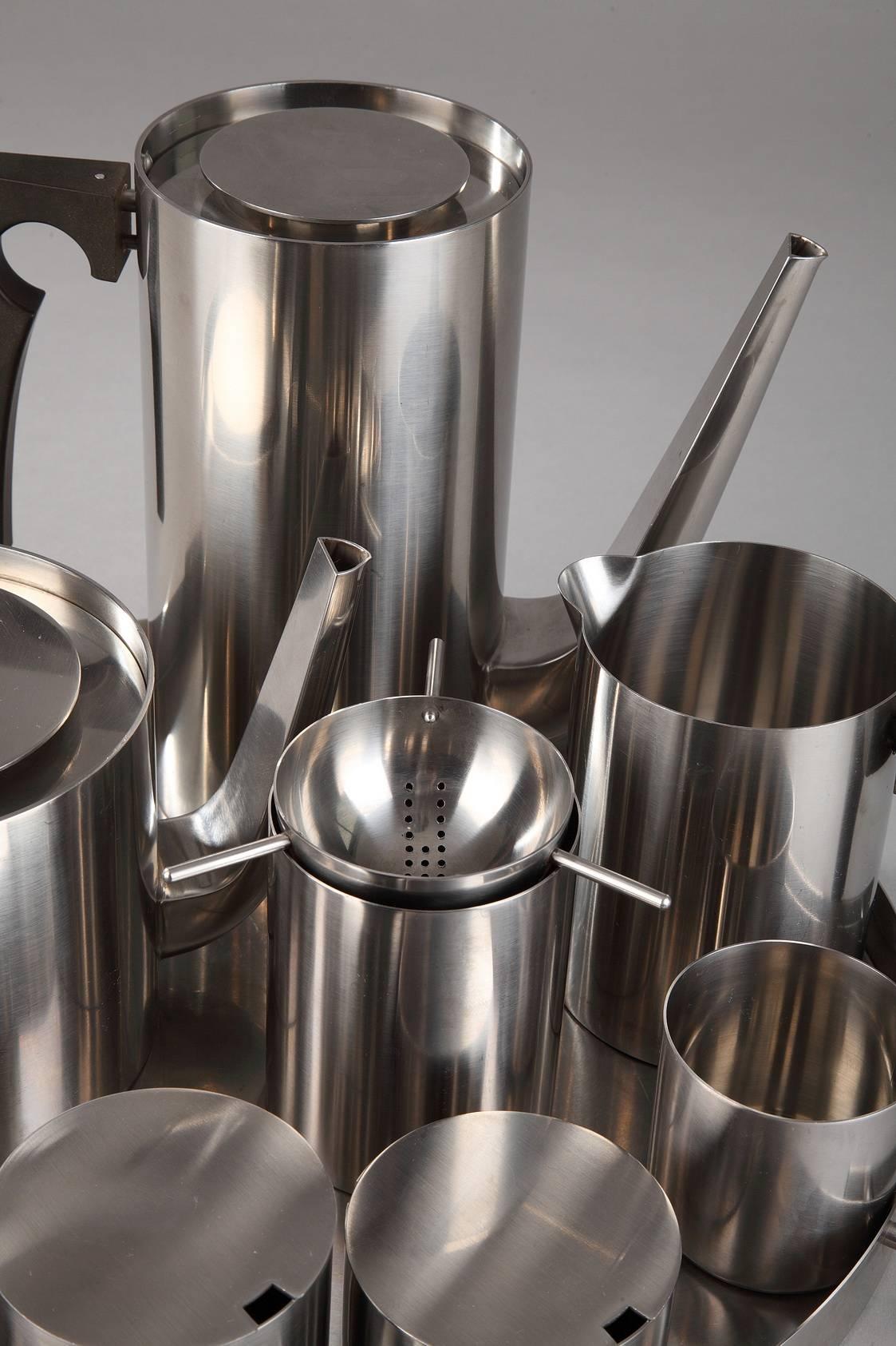 Arne Jacobsen Stainless Steel Coffee and Tea Service by Stelton In Good Condition In Paris, FR
