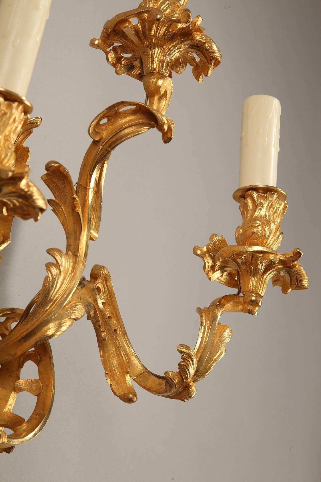 Pair of Bronze Sconces, Louis XV Style, 19th Century In Good Condition In Paris, FR