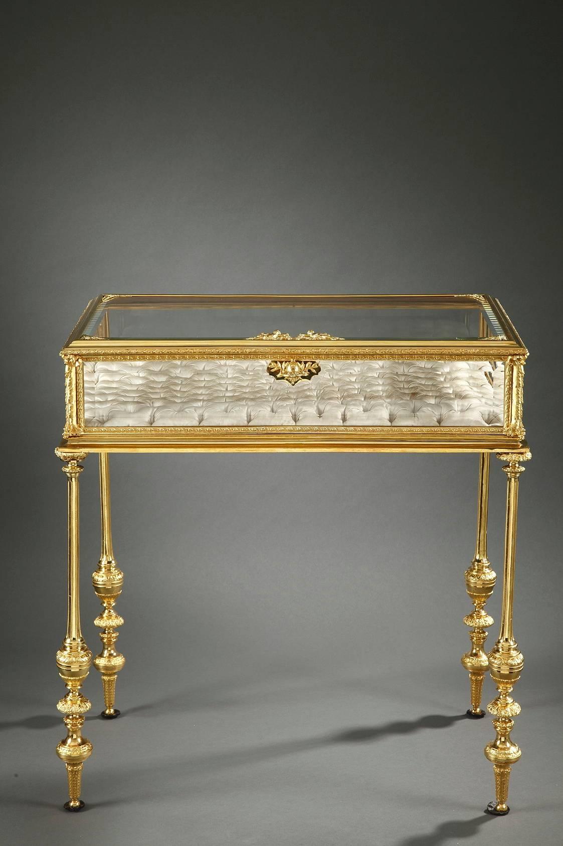 French Gilt Bronze and Glass Napoleon III Display Case in Neoclassical Taste