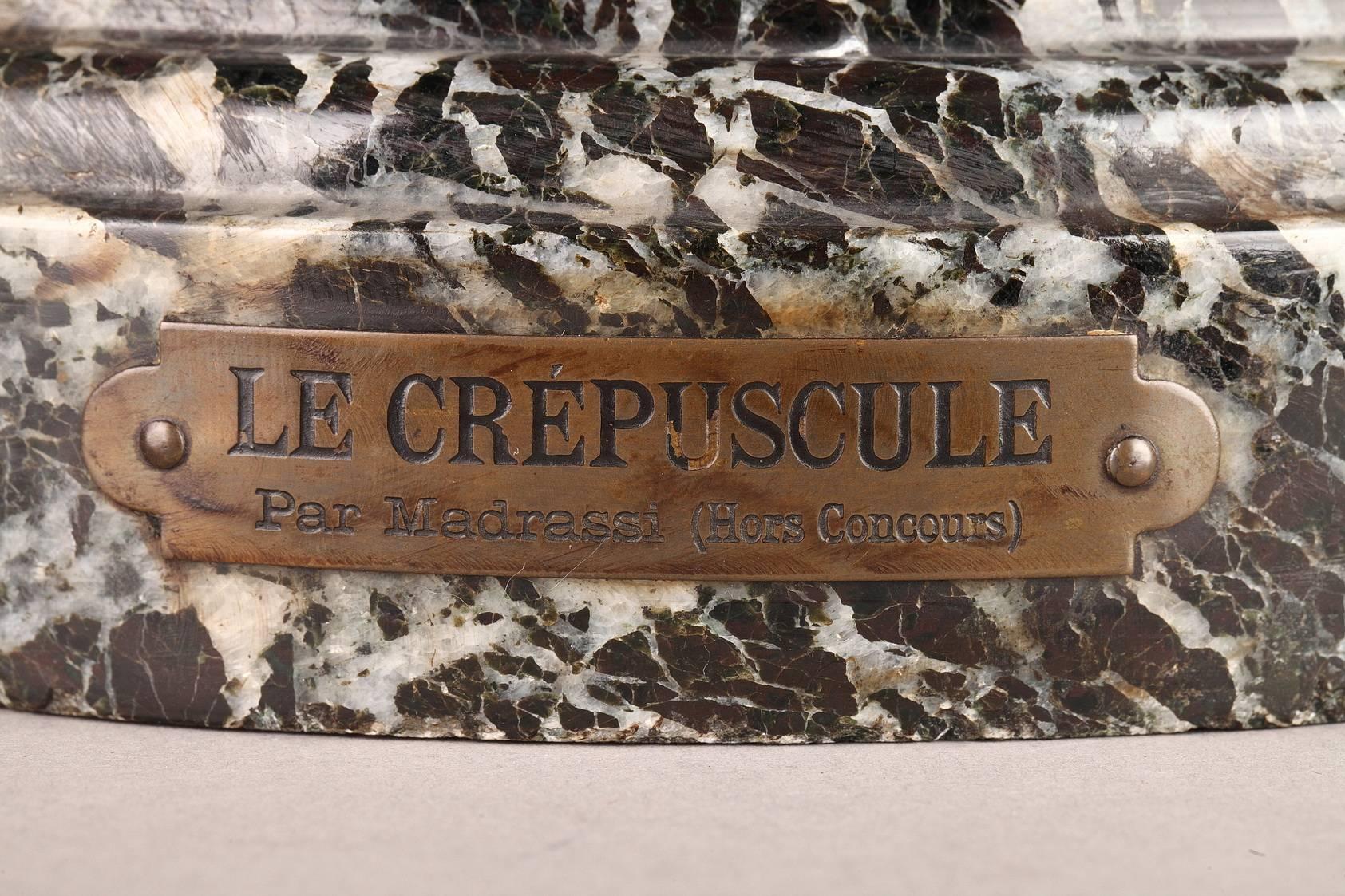 Le Crepuscule 'Twilight' by Luca Madrassi, Bronze Sculpture, Late 19th Century 1