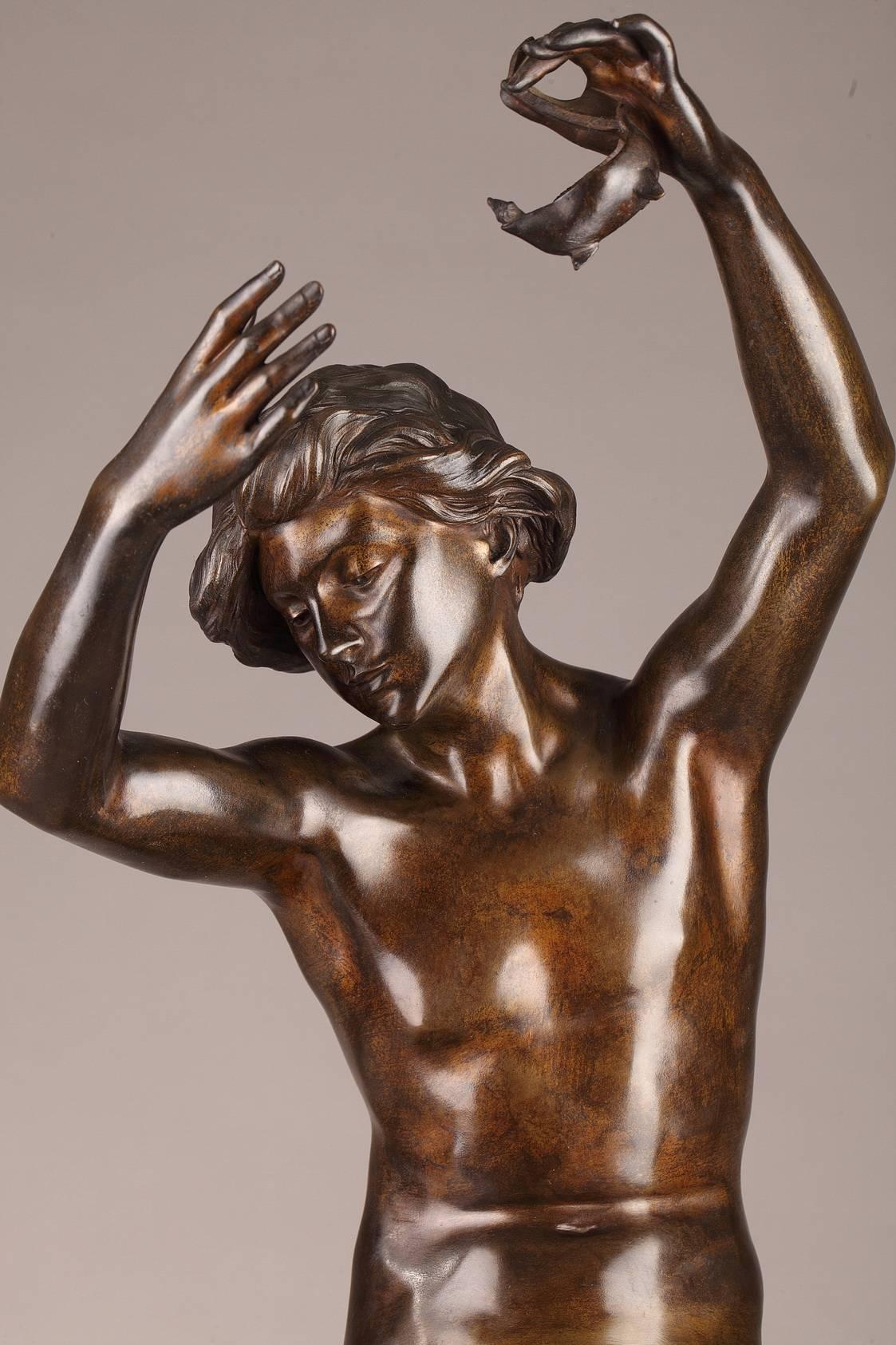 Patinated Le Crepuscule 'Twilight' by Luca Madrassi, Bronze Sculpture, Late 19th Century