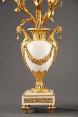Pair of Louis XVI Candelabra in Marble and Gilt Bronze, 18th Century