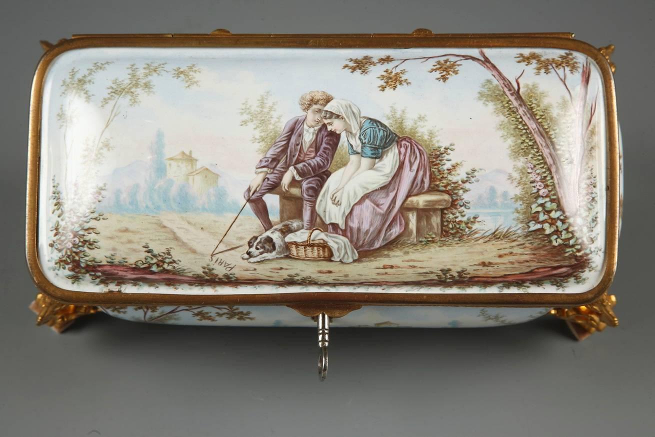 Gilt 19th Century French Limoges Enamel Box