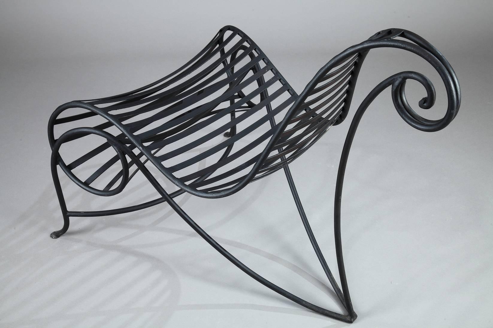 Wrought Iron Spine Armchair Design by André Dubreuil