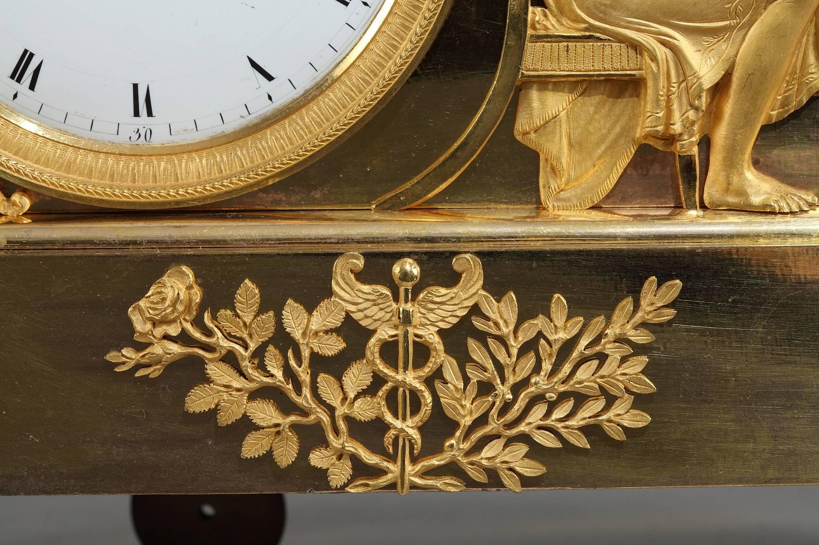 Gilt Empire Ormolu Figural Mantel Clock Fidelity