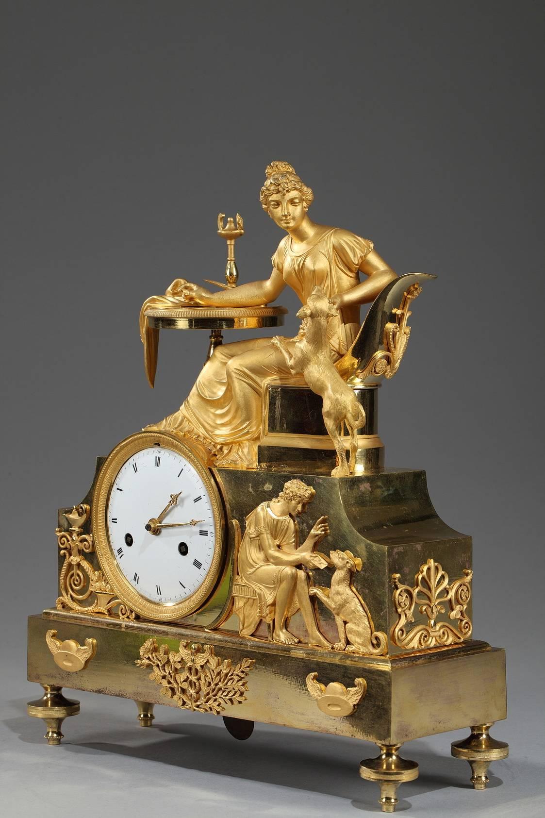 Empire Ormolu Figural Mantel Clock Fidelity 3