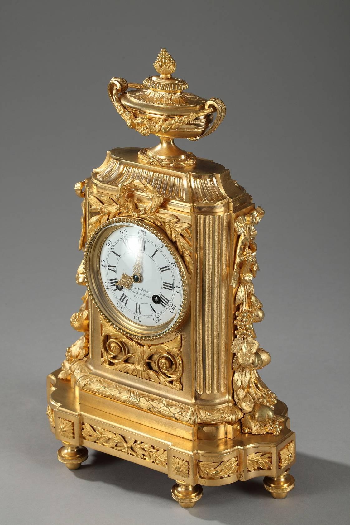 French Clock and Pair of Candelabras in Louis XVI Style