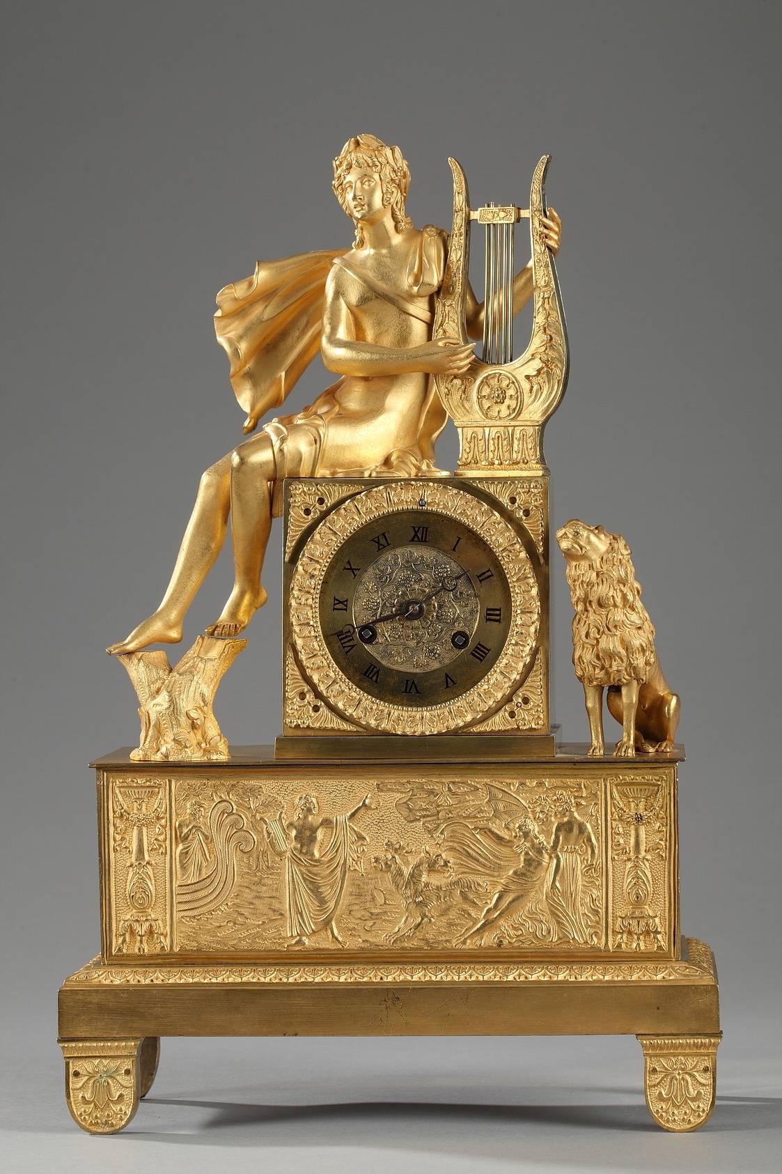 French Restauration Ormolu Clock Orpheus and Eurydice