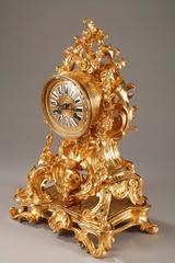 Napoleon III Gilt Bronze Clock in Rocaille Style