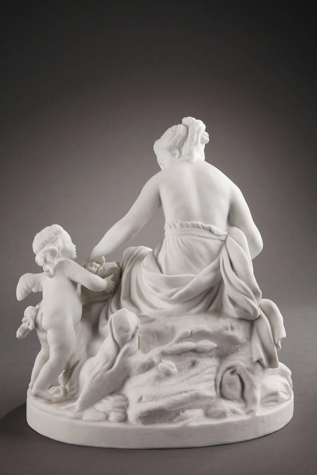 French Biscuit Group after a Sèvres Model: La Faiseuse De Couronnes