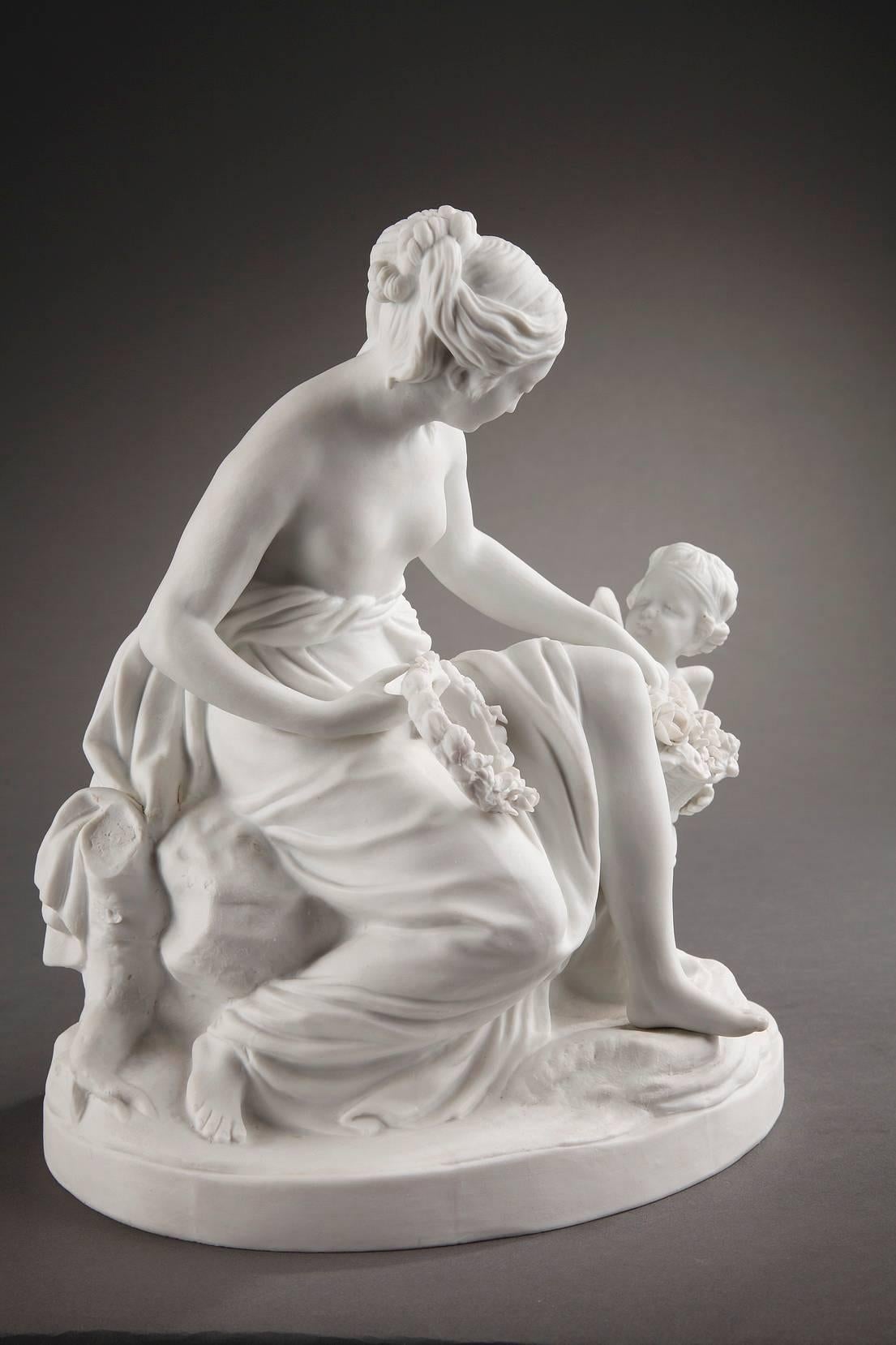 Early 20th Century Biscuit Group after a Sèvres Model: La Faiseuse De Couronnes