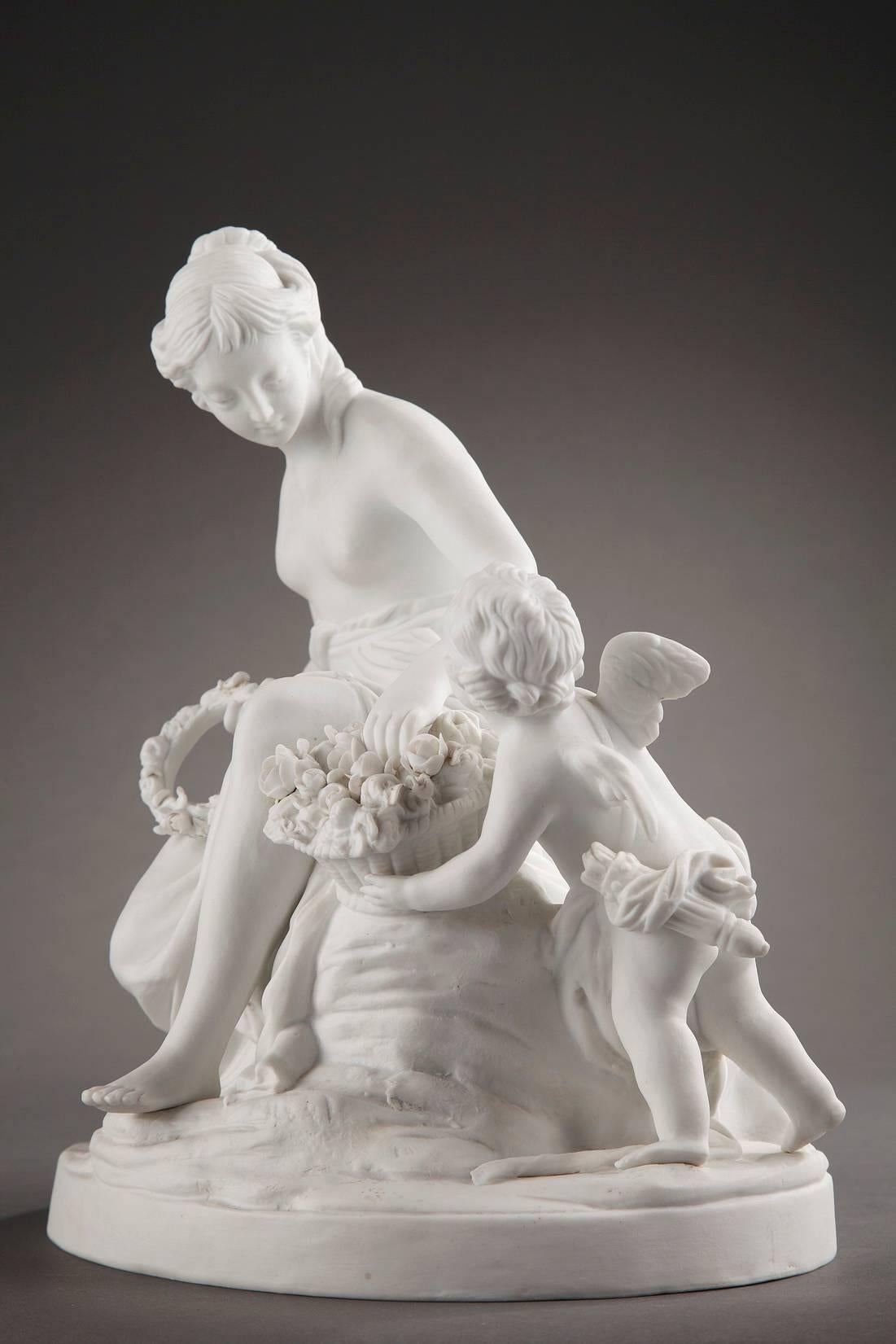 Porcelain Biscuit Group after a Sèvres Model: La Faiseuse De Couronnes