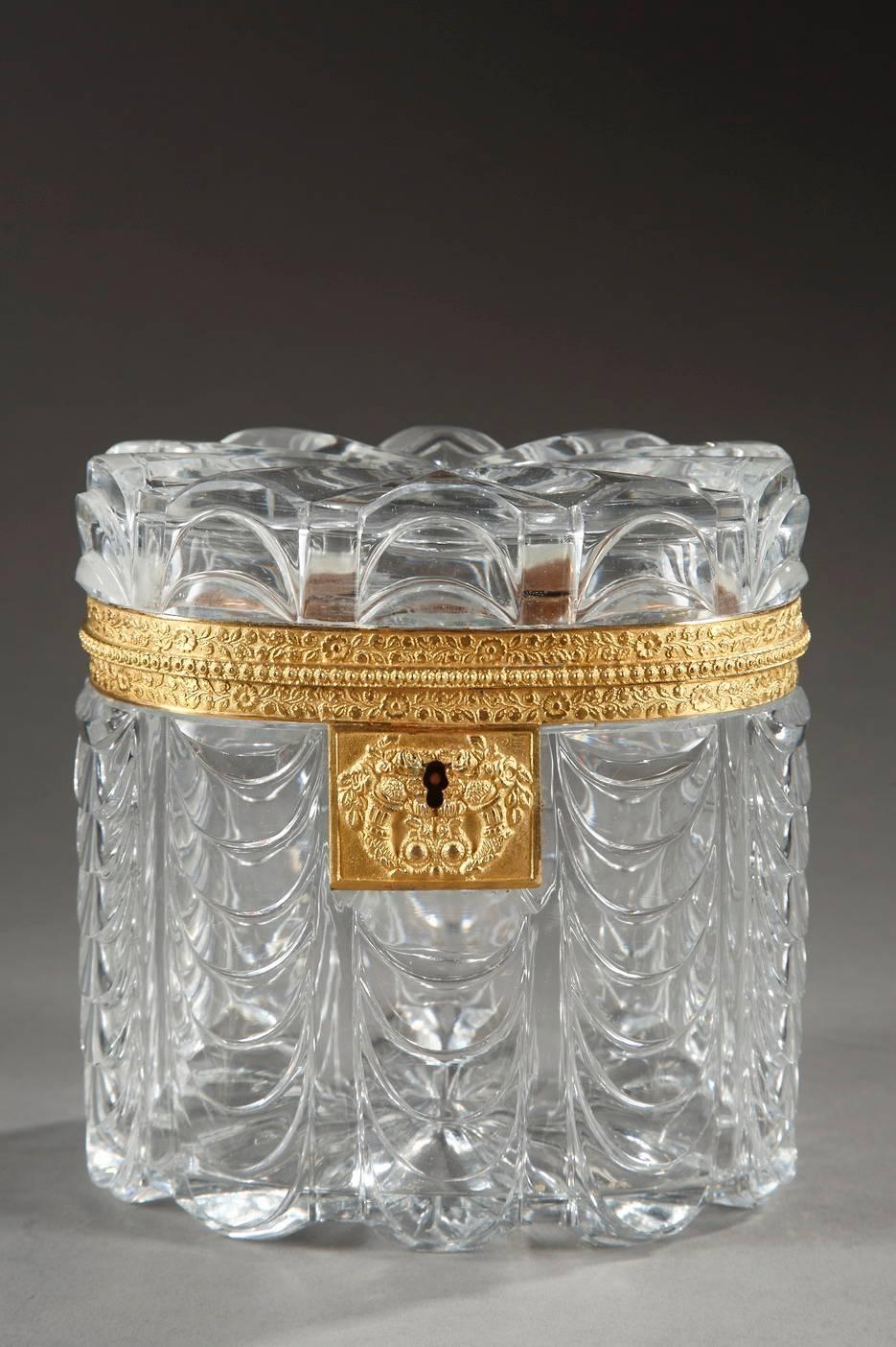 Early 19th Century Cut Crystal Oval Jewelry Box 1