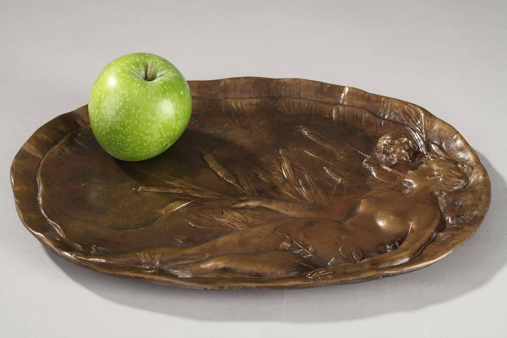 French Art Nouveau Bronze Tray by Émile Vernier
