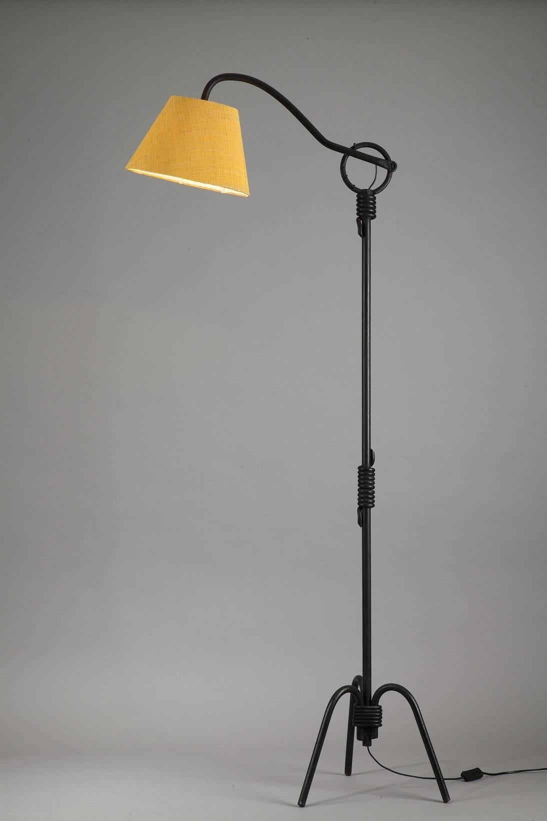 Black Lacquered Iron Tripod Lampstand after a Model by Jean Royère 1