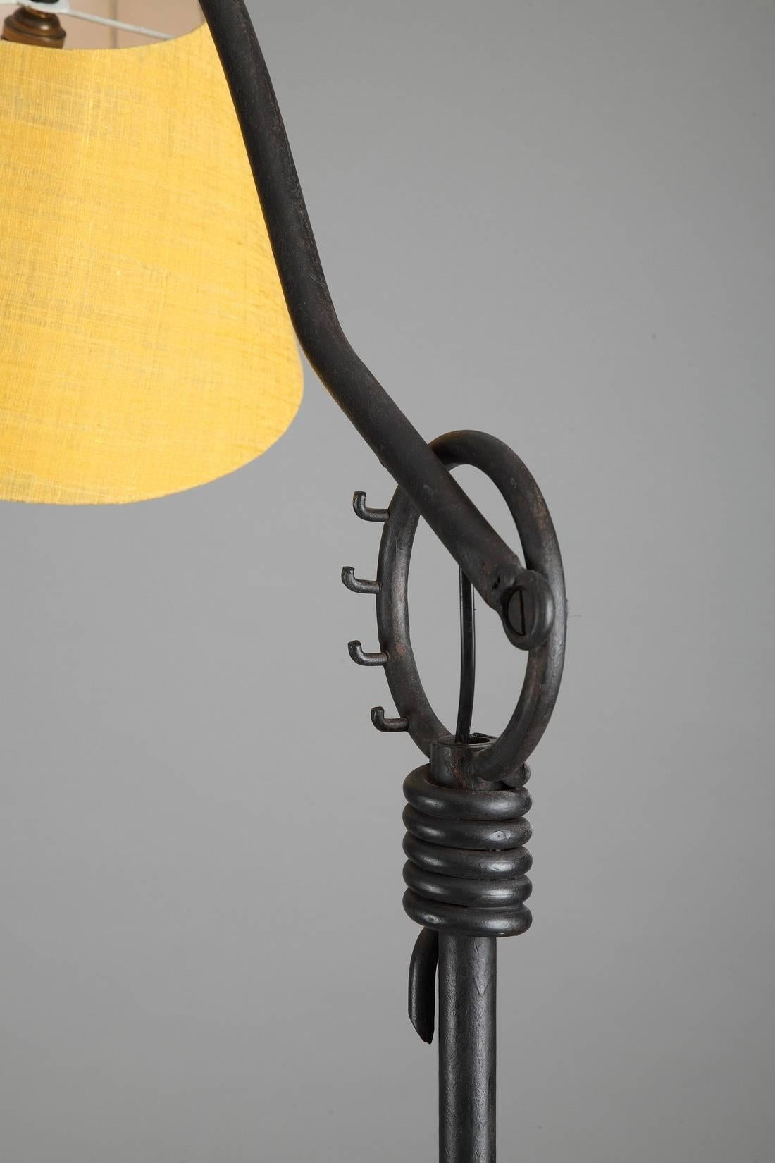 Black Lacquered Iron Tripod Lampstand after a Model by Jean Royère 2