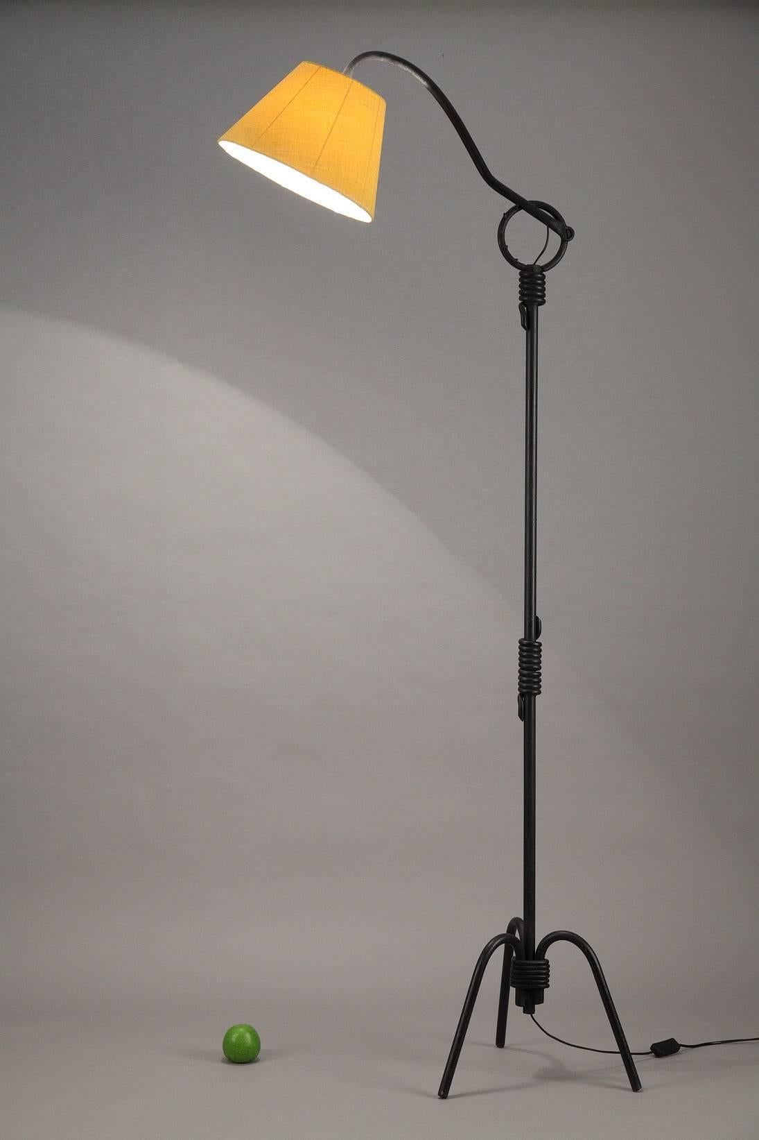 Black Lacquered Iron Tripod Lampstand after a Model by Jean Royère In Good Condition In Paris, FR