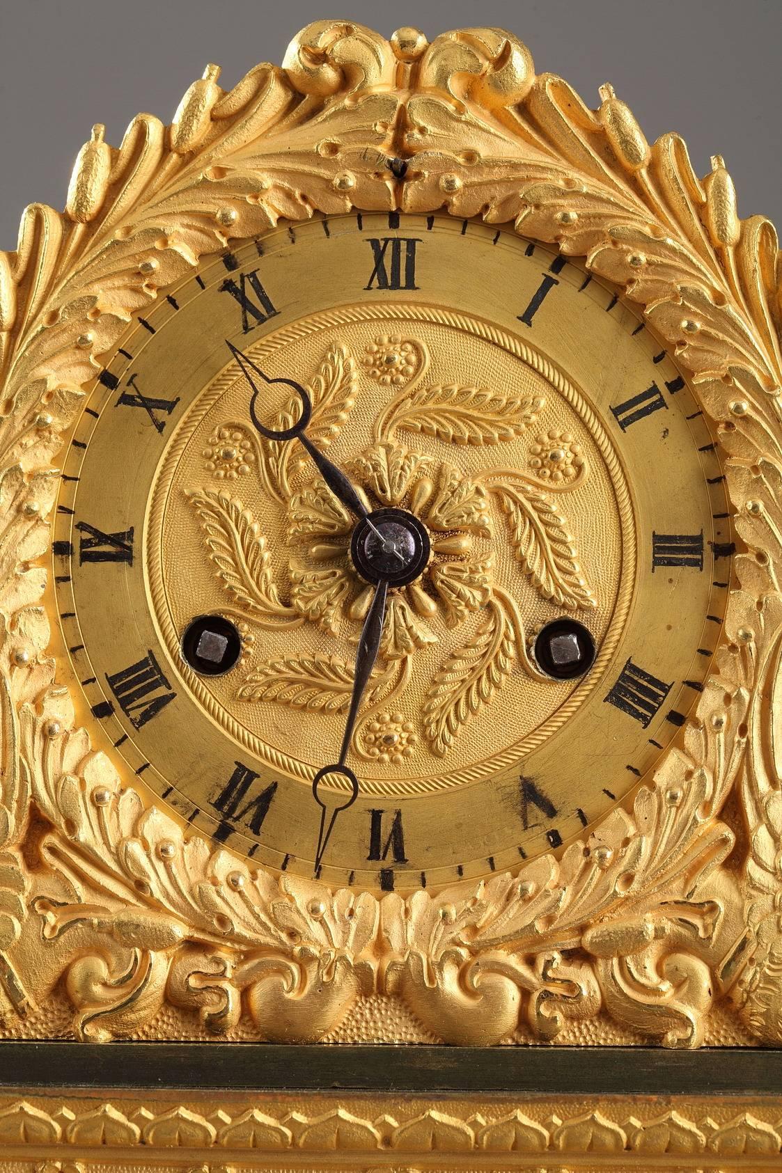 Gilt and Patinated Bronze Mantel Clock--Empire Period 1