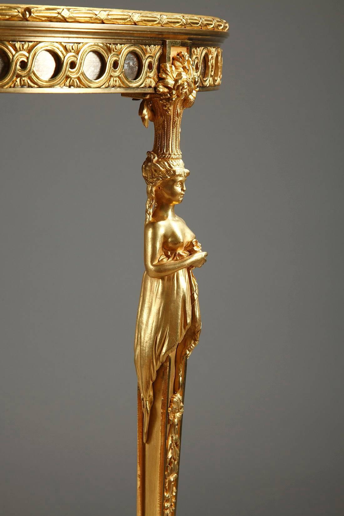Bronze Gueridon in Louis XVI Style and Adam Weisweiler Taste