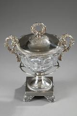 19th Century Silver and Cut-Crystal Candy Dish