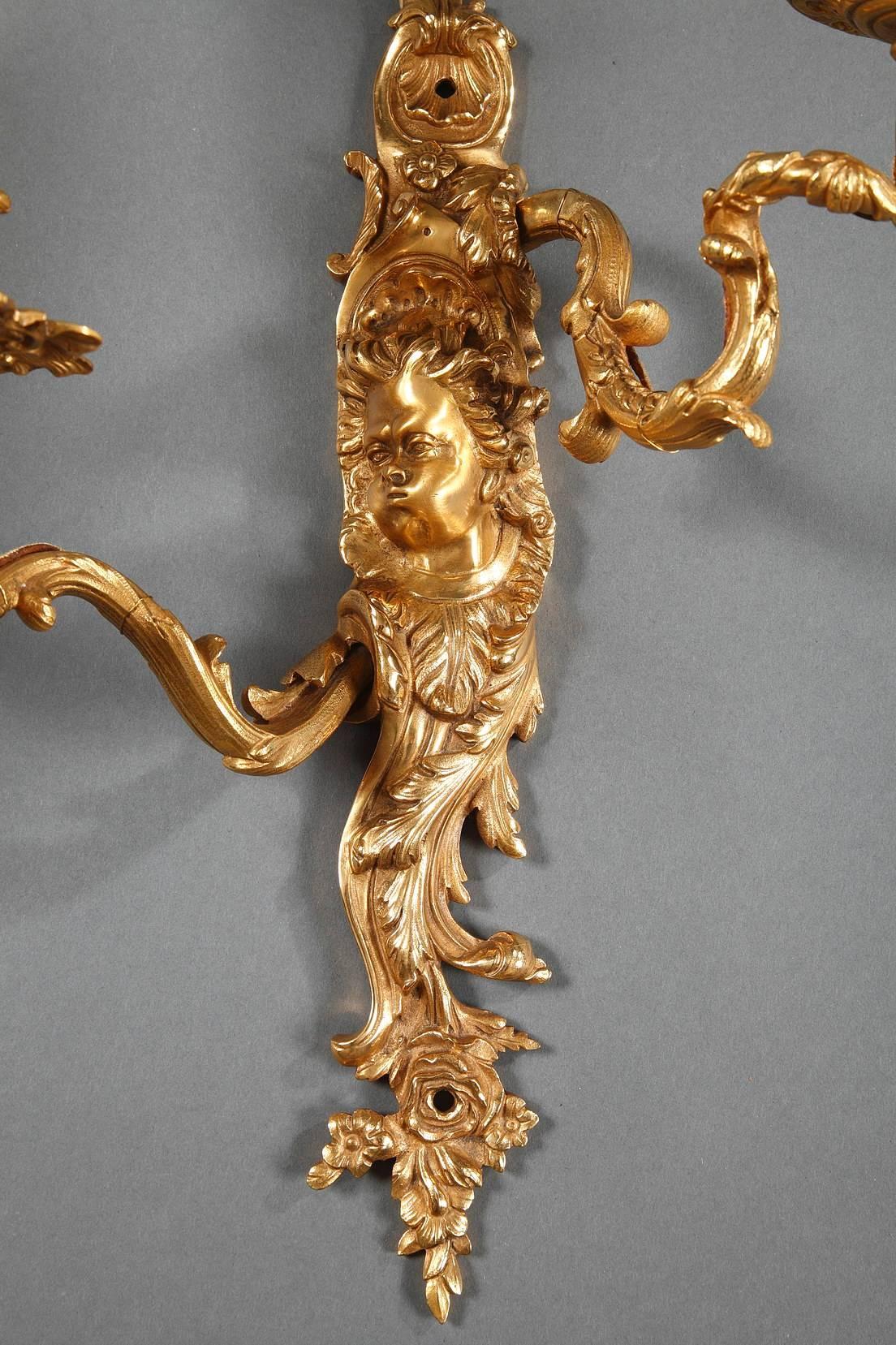 Late 19th Century Ormolu Sconces in Louis XV Style 2