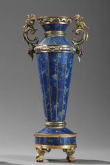 Clock with Vases in Lapis Lazuli and Silver, Vienna, 19th Century