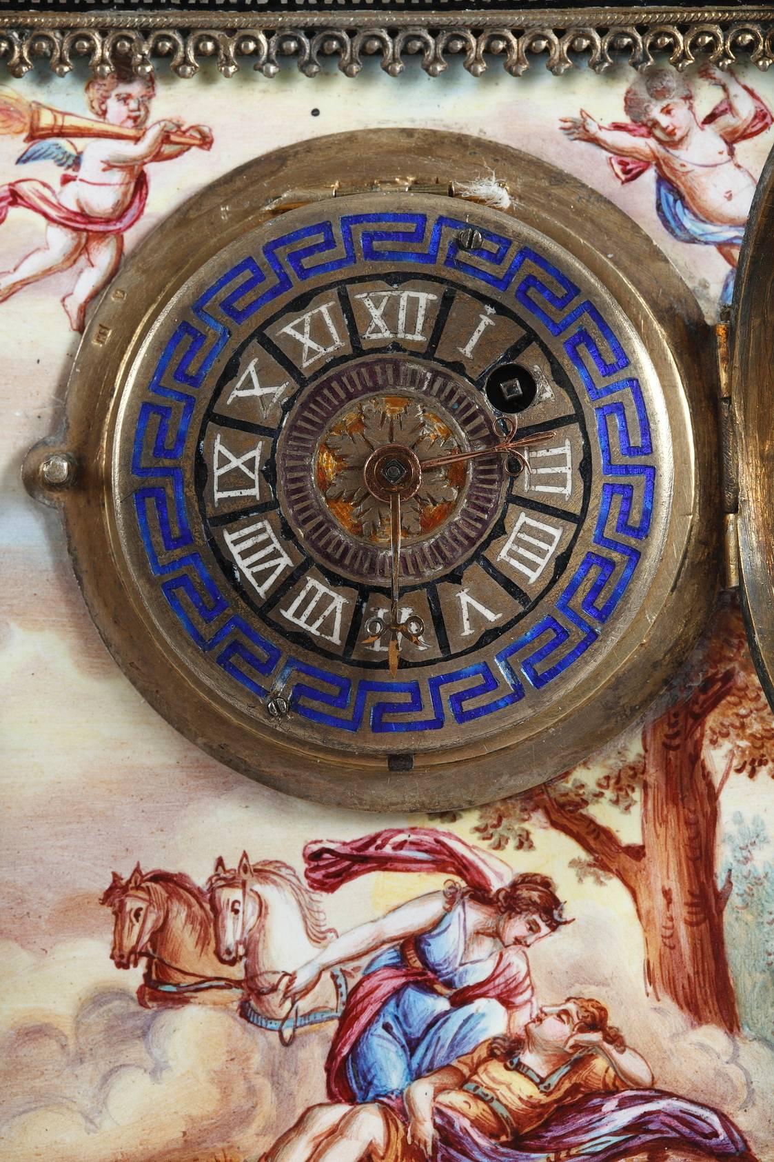 Viennese Enamel and Silver Clock 2