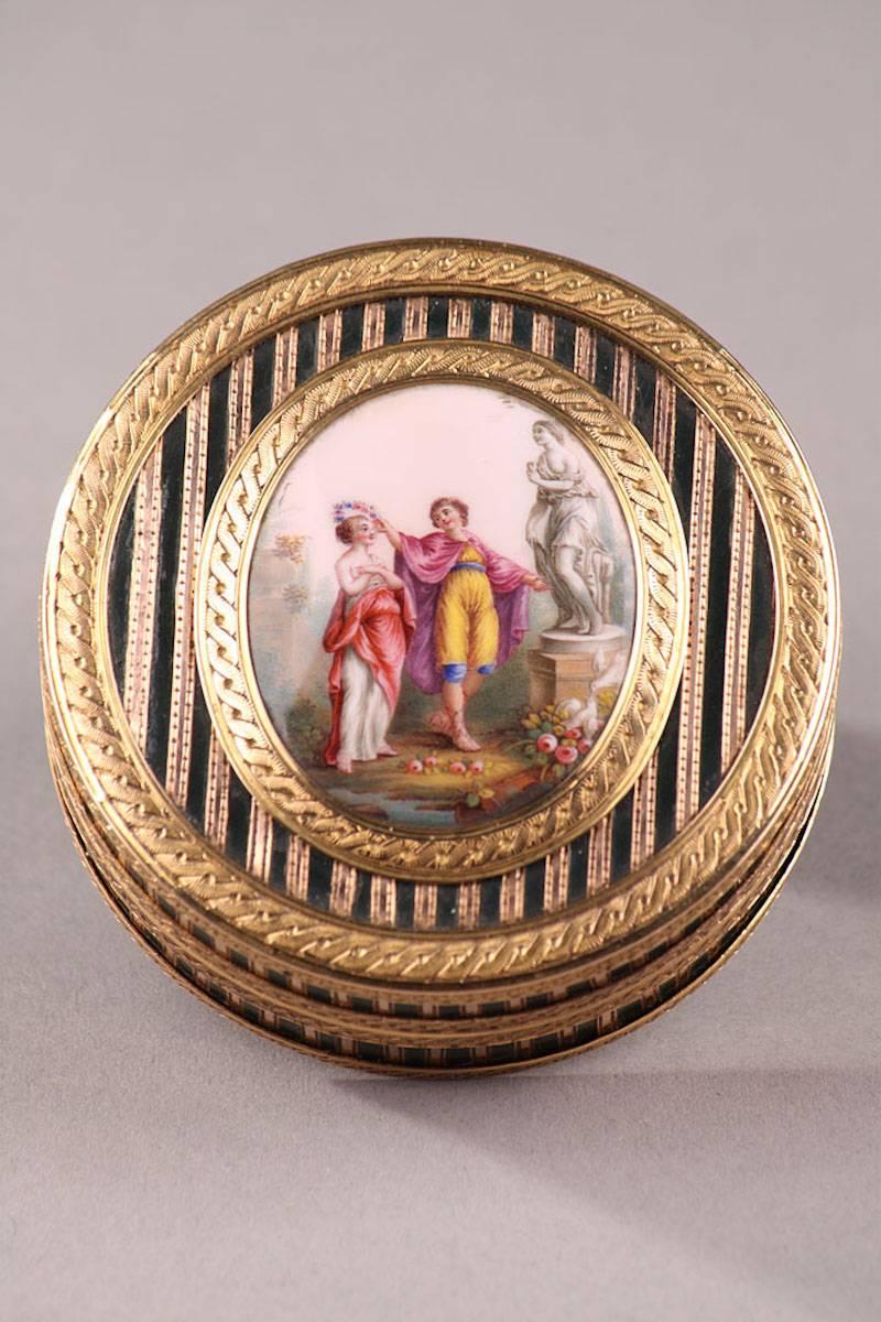 French Gold, Enamel, Tortoiseshell and Lacquer Box, Louis XV Period