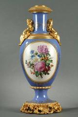 Large Porcelain and Gilt Bronze Vases in Louis XV Style
