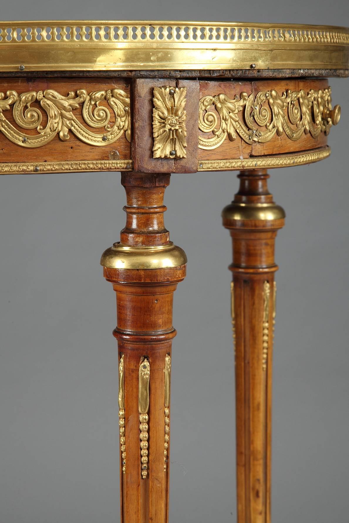 Gilt Louis XVI-Style Gueridon Table in Adam Weisweiler Taste
