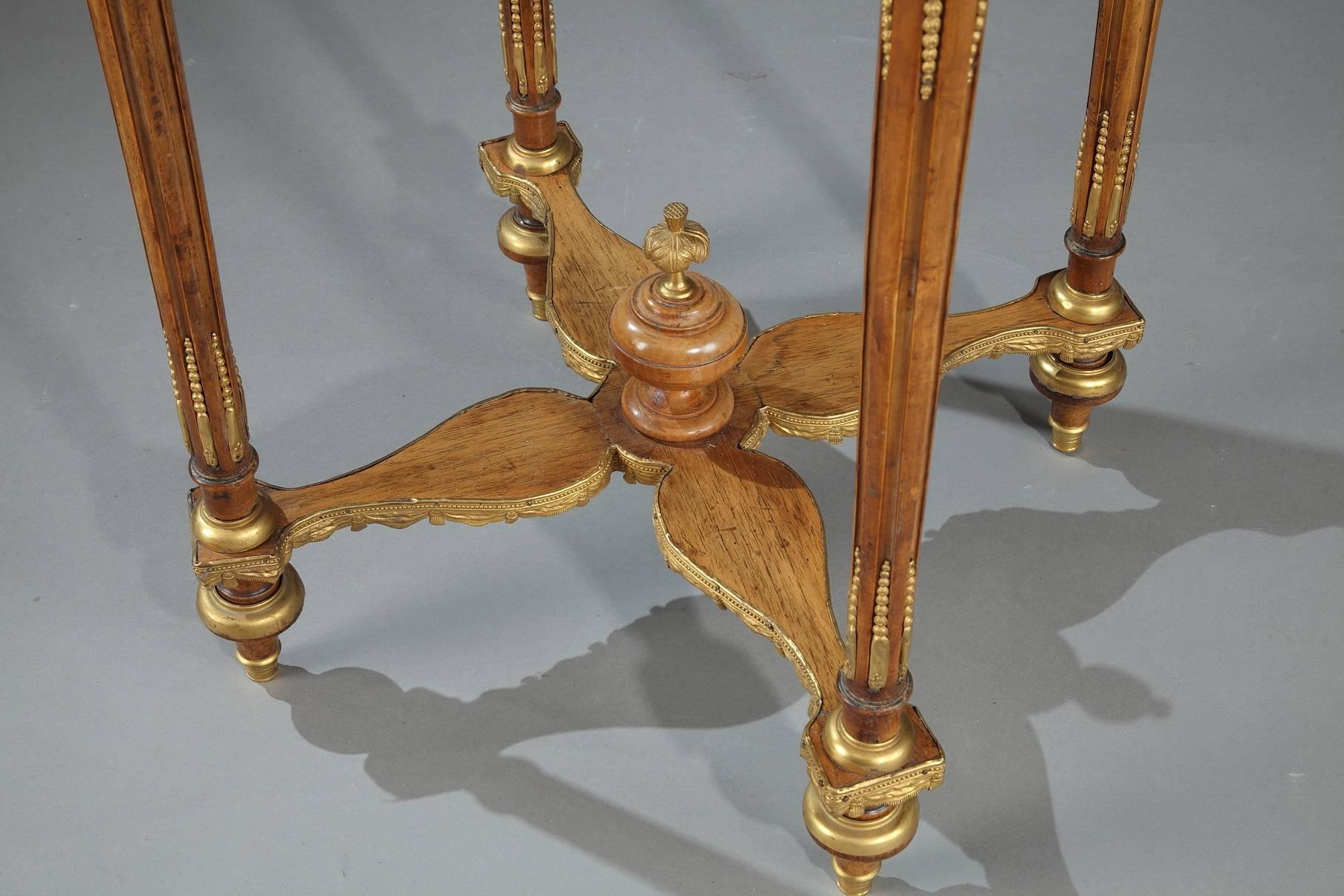 Brass Louis XVI-Style Gueridon Table in Adam Weisweiler Taste