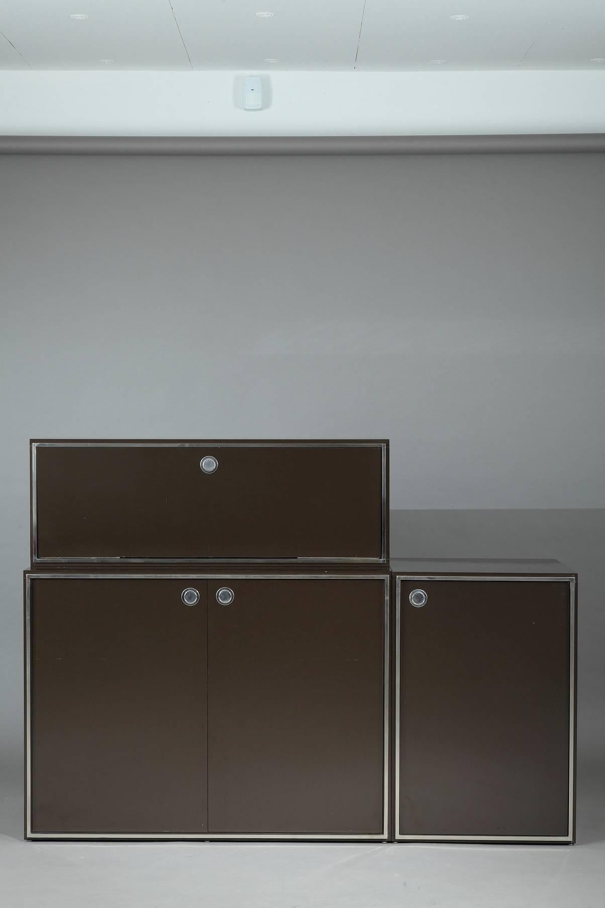 French 1970s Modular Wall Unit Attributed to Willy Rizzo
