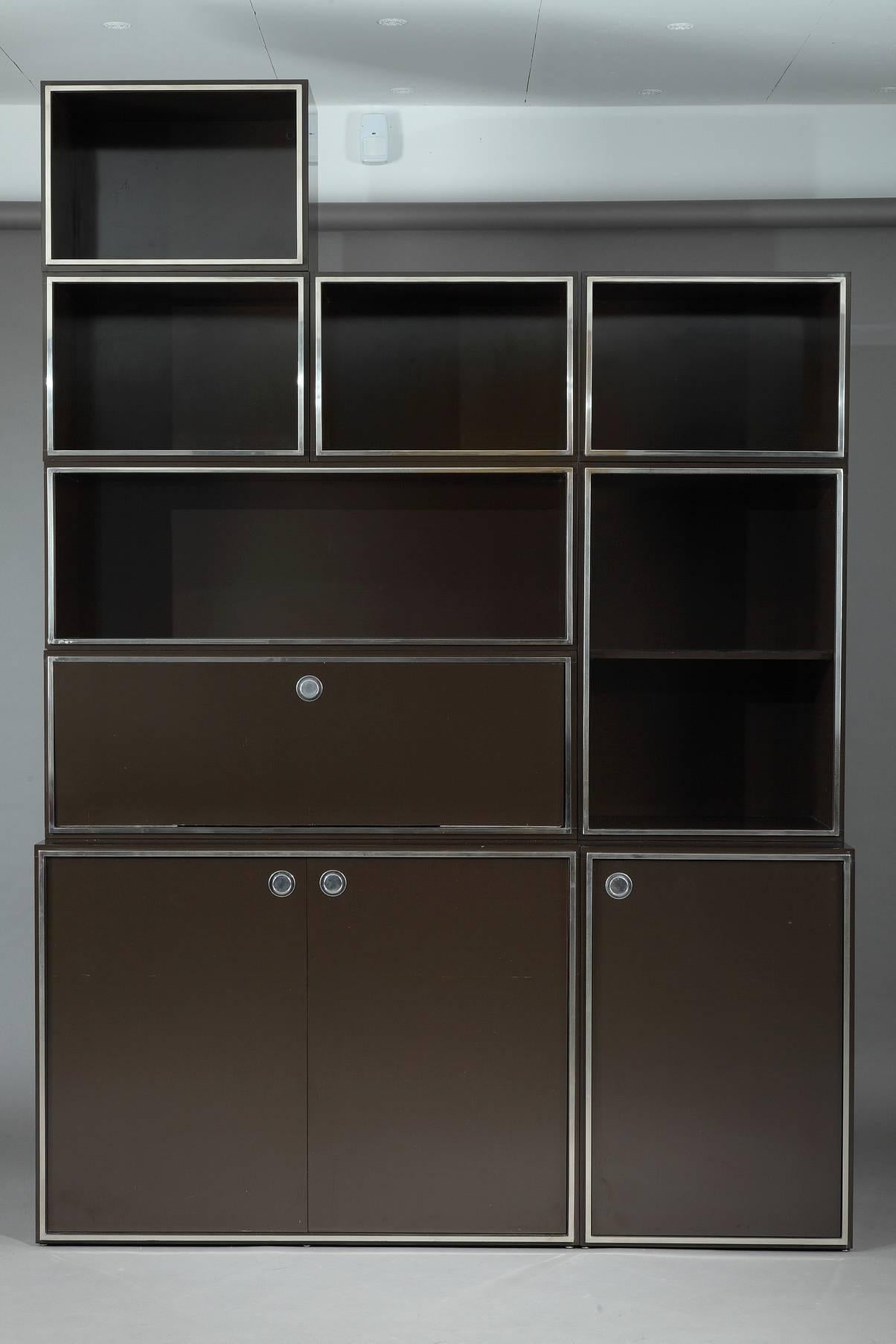 Lacquered 1970s Modular Wall Unit Attributed to Willy Rizzo