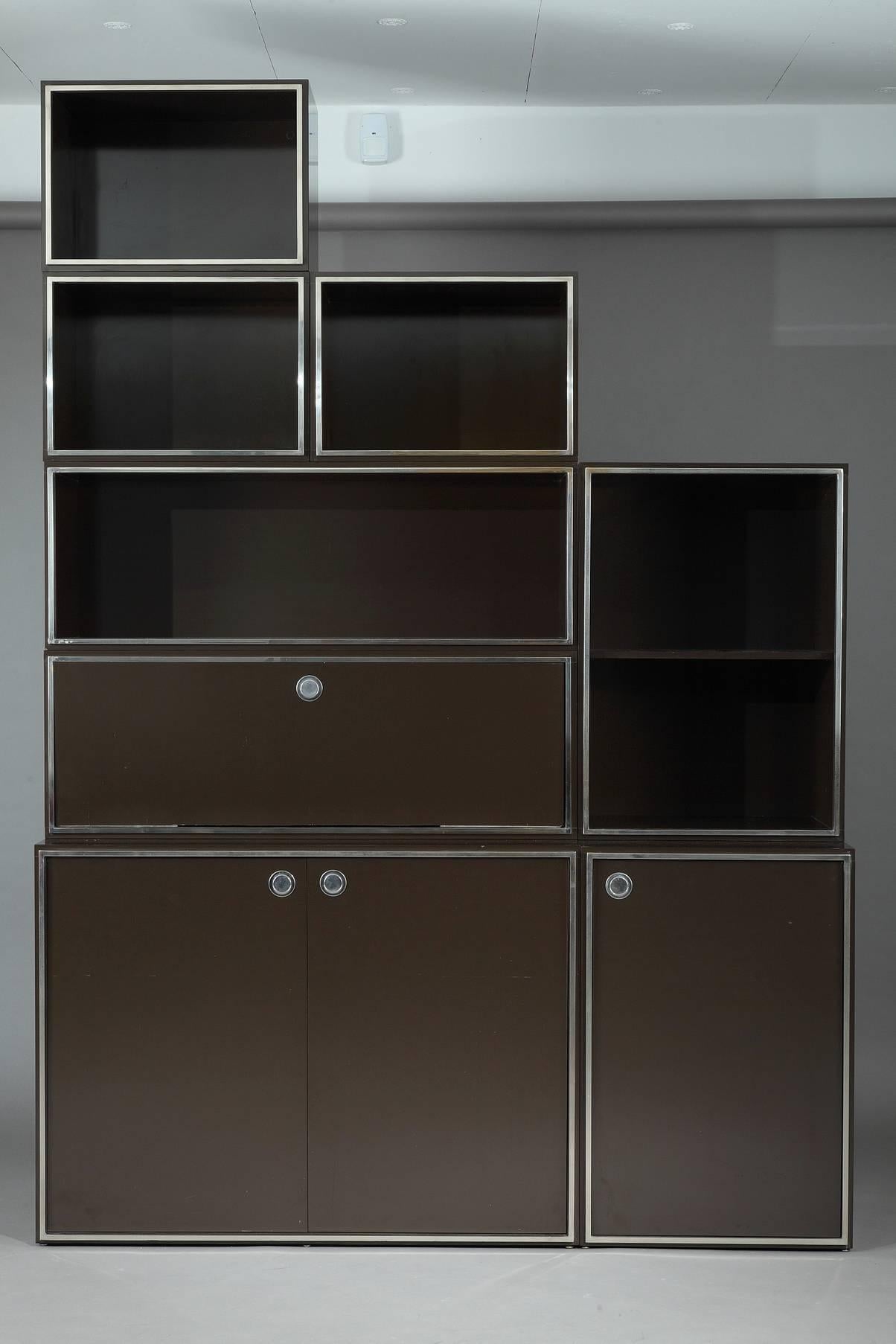 1970s Modular Wall Unit Attributed to Willy Rizzo In Good Condition In Paris, FR