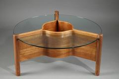 Coffee table in plywood and glass by Nathan