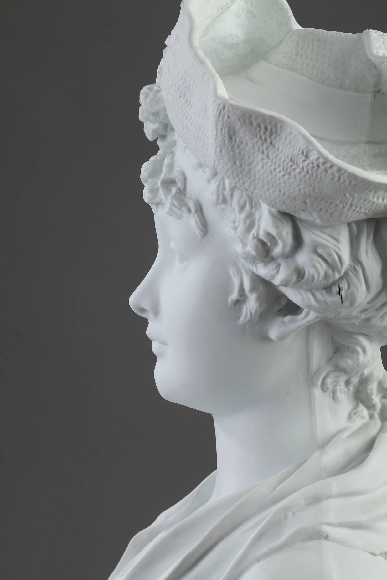 Late 19th Century Bisque of Young Woman with Hat After Carrier-Belleuse 3