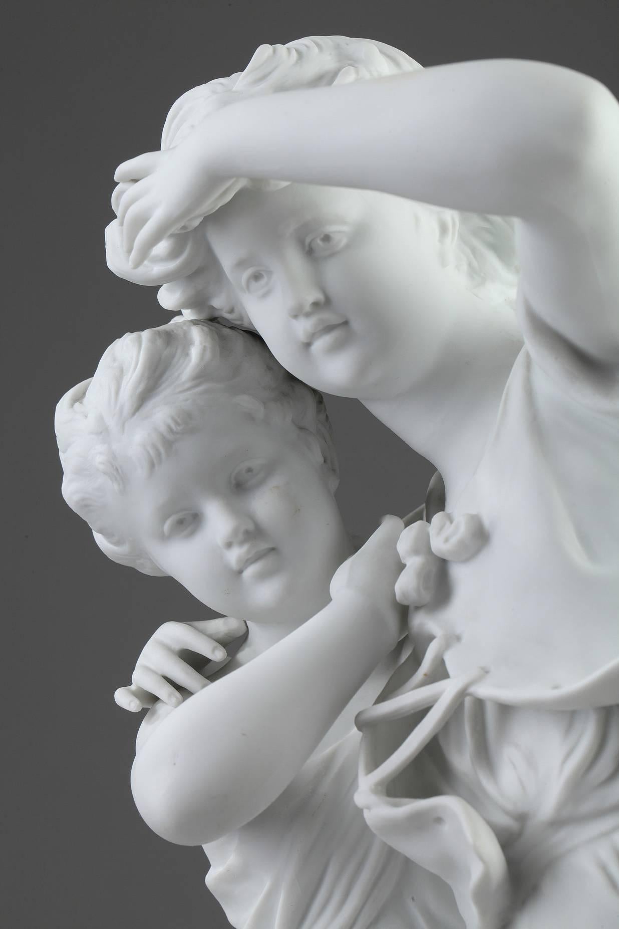 Fin du 19e siècle Mère et fille d'après Hippolyte Moreau Bon état à Paris, FR