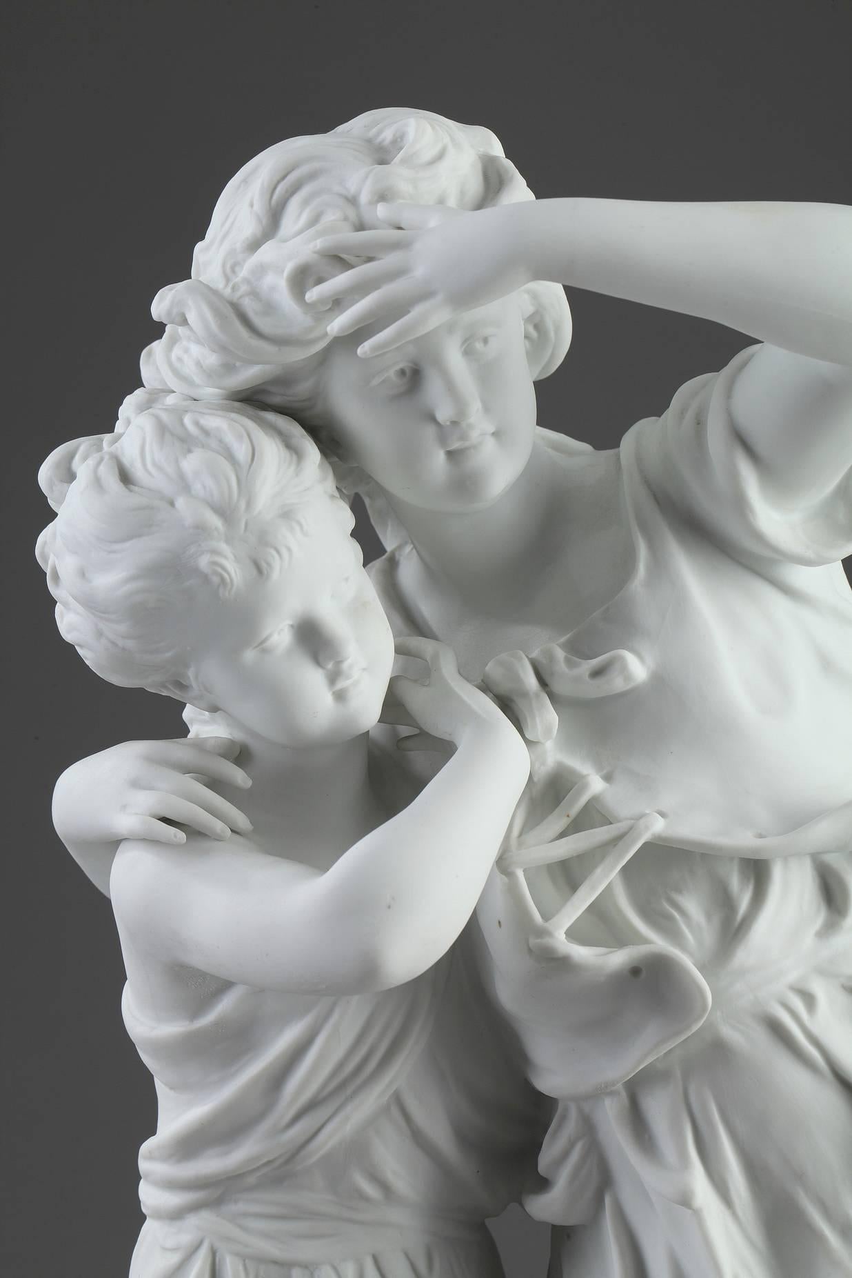 Français Fin du 19e siècle Mère et fille d'après Hippolyte Moreau