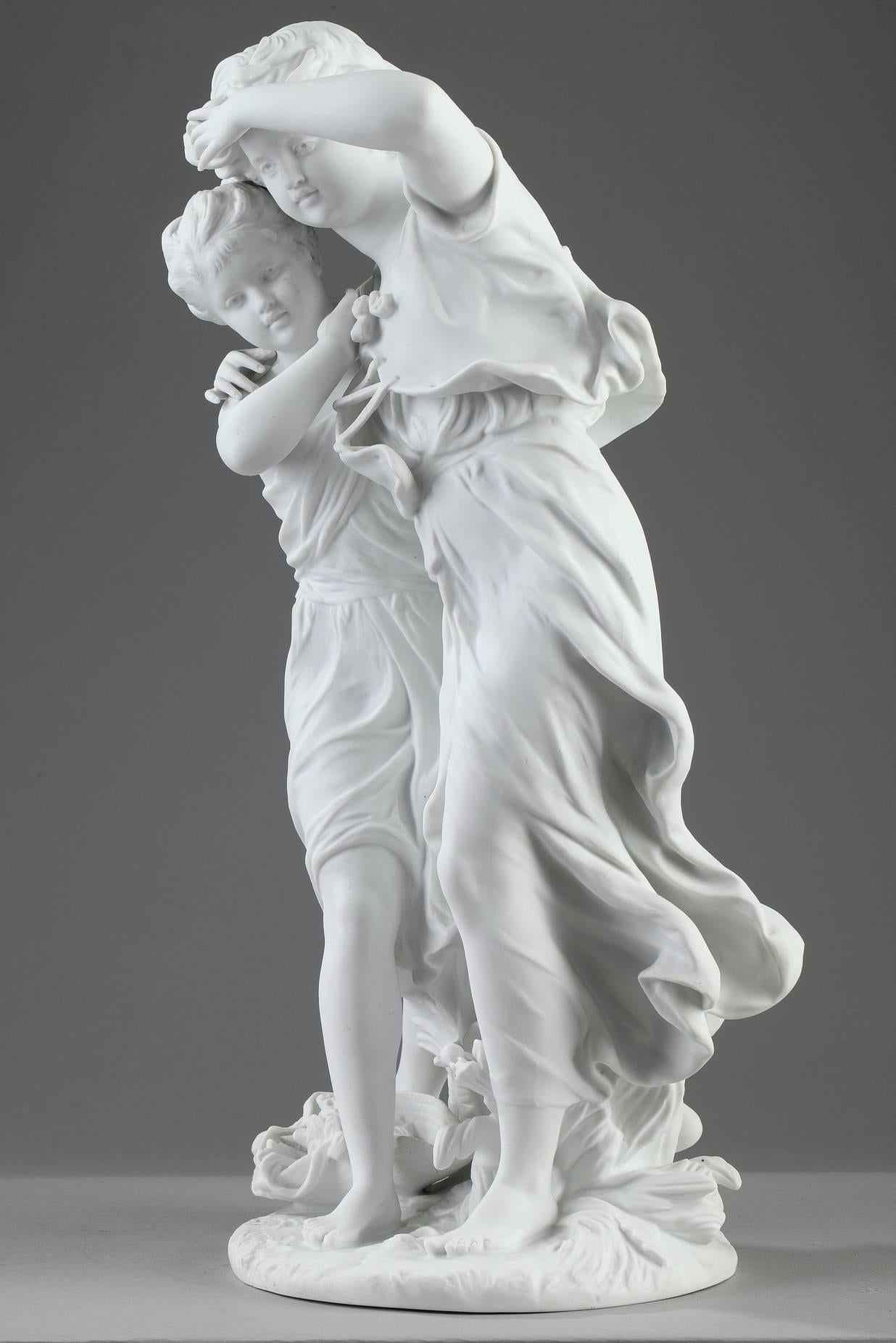Art nouveau Fin du 19e siècle Mère et fille d'après Hippolyte Moreau