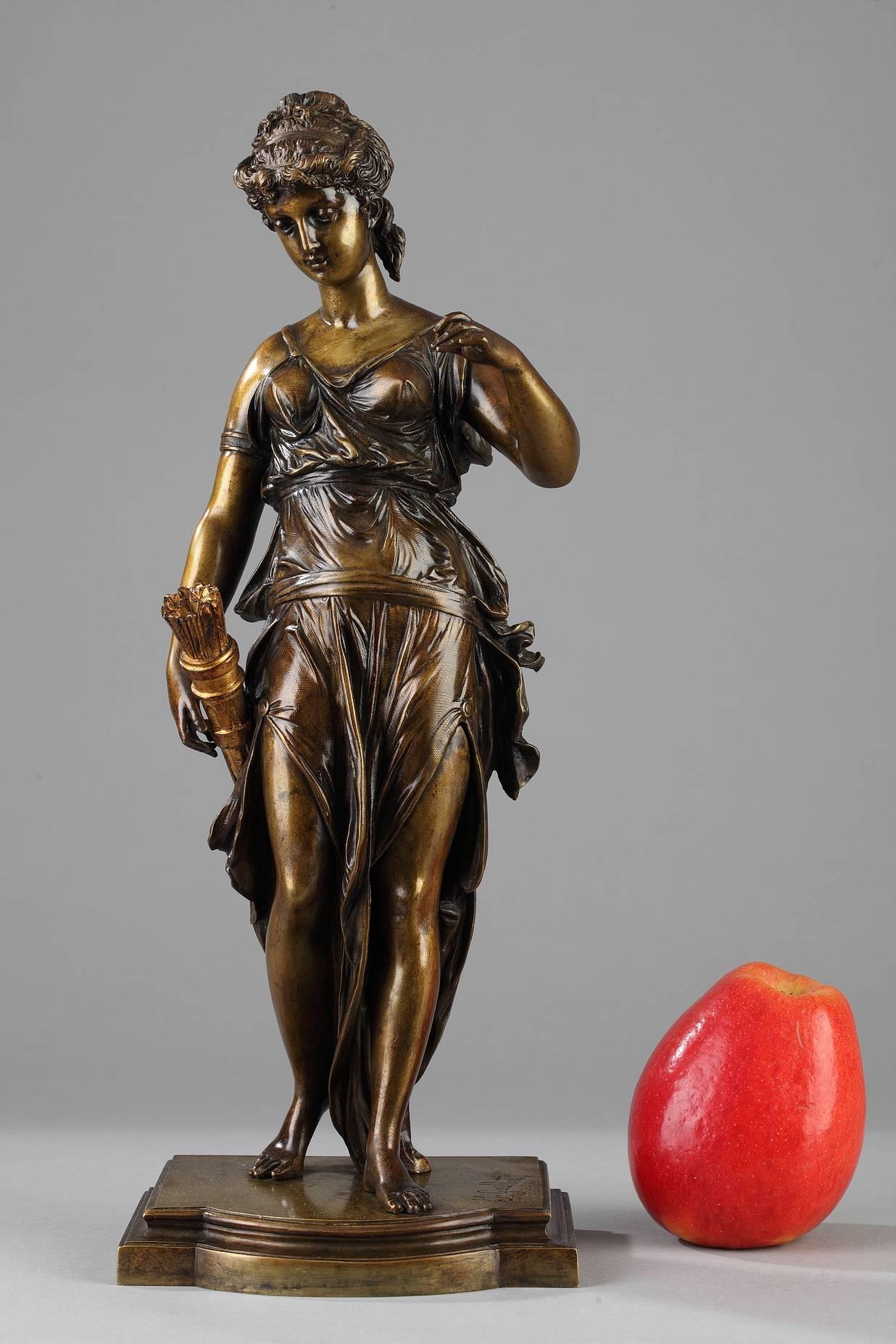 Neoclassical Late 19th Century Bronze Sculpture Diana by Anatole J. Guillot