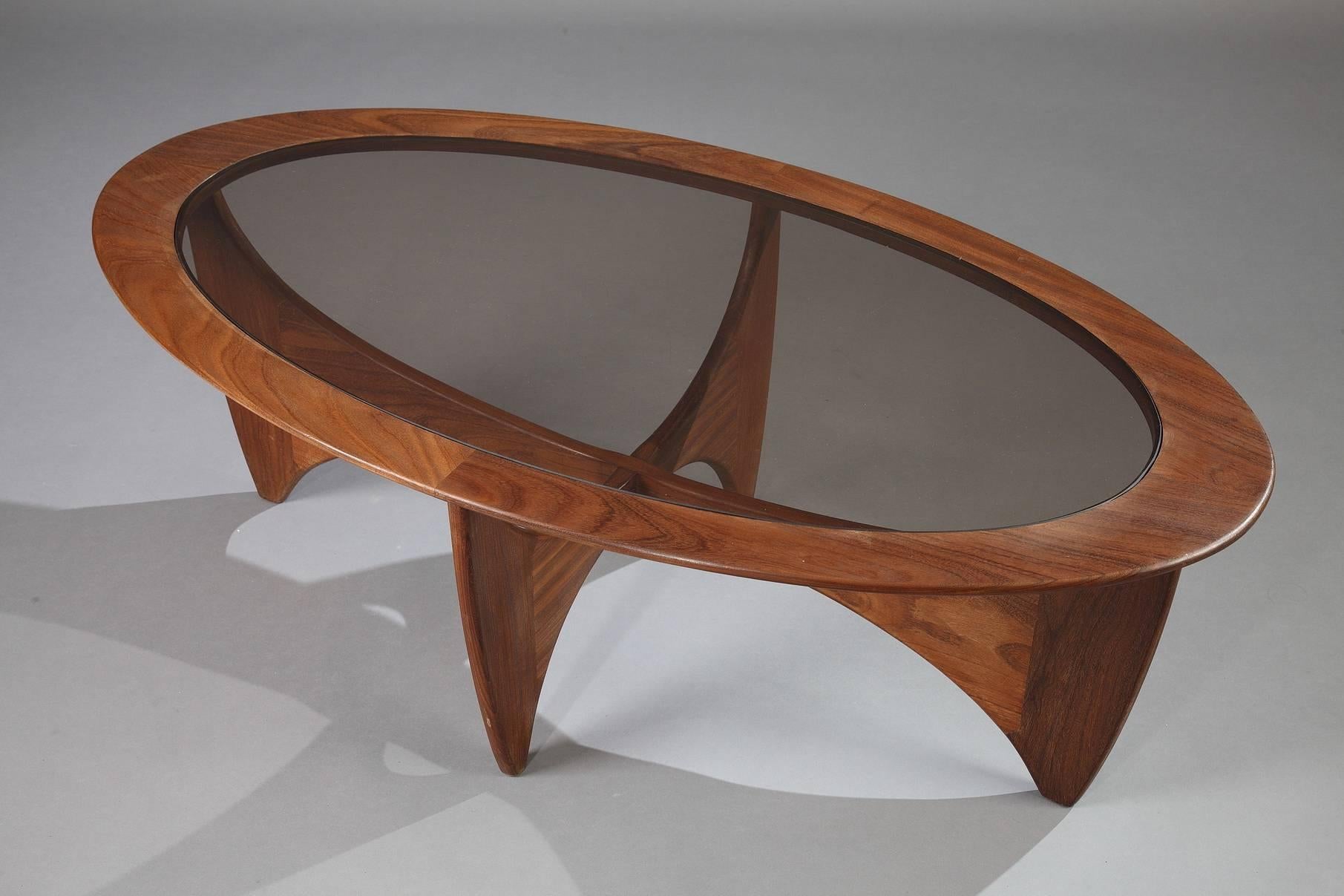 Scandinavian Modern 1960s Astro Coffee Table in Teak and Glass by Victor Wilkins