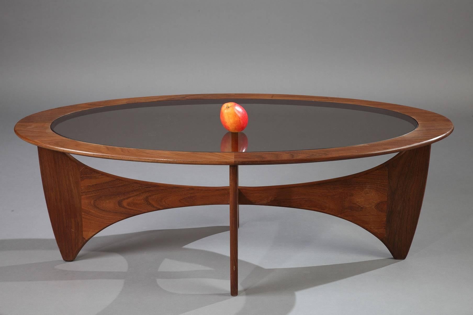 European 1960s Astro Coffee Table in Teak and Glass by Victor Wilkins