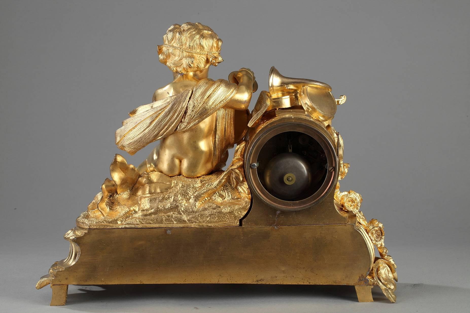 Napoleon III Gilt Bronze and Porcelain Mantel Clock 1