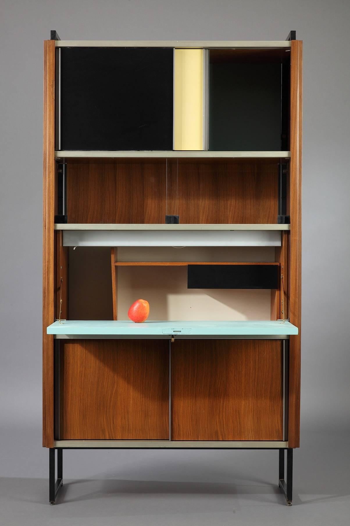 Bibliothèque secrétaire Efa en bois de rose de Georges Frydman, milieu du 20e siècle 1
