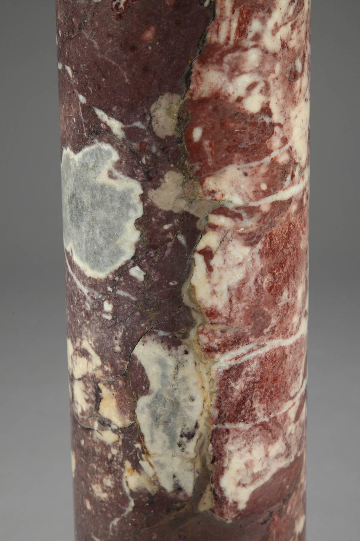 Napoleon III Red Griotte Marble Column 19th Century
