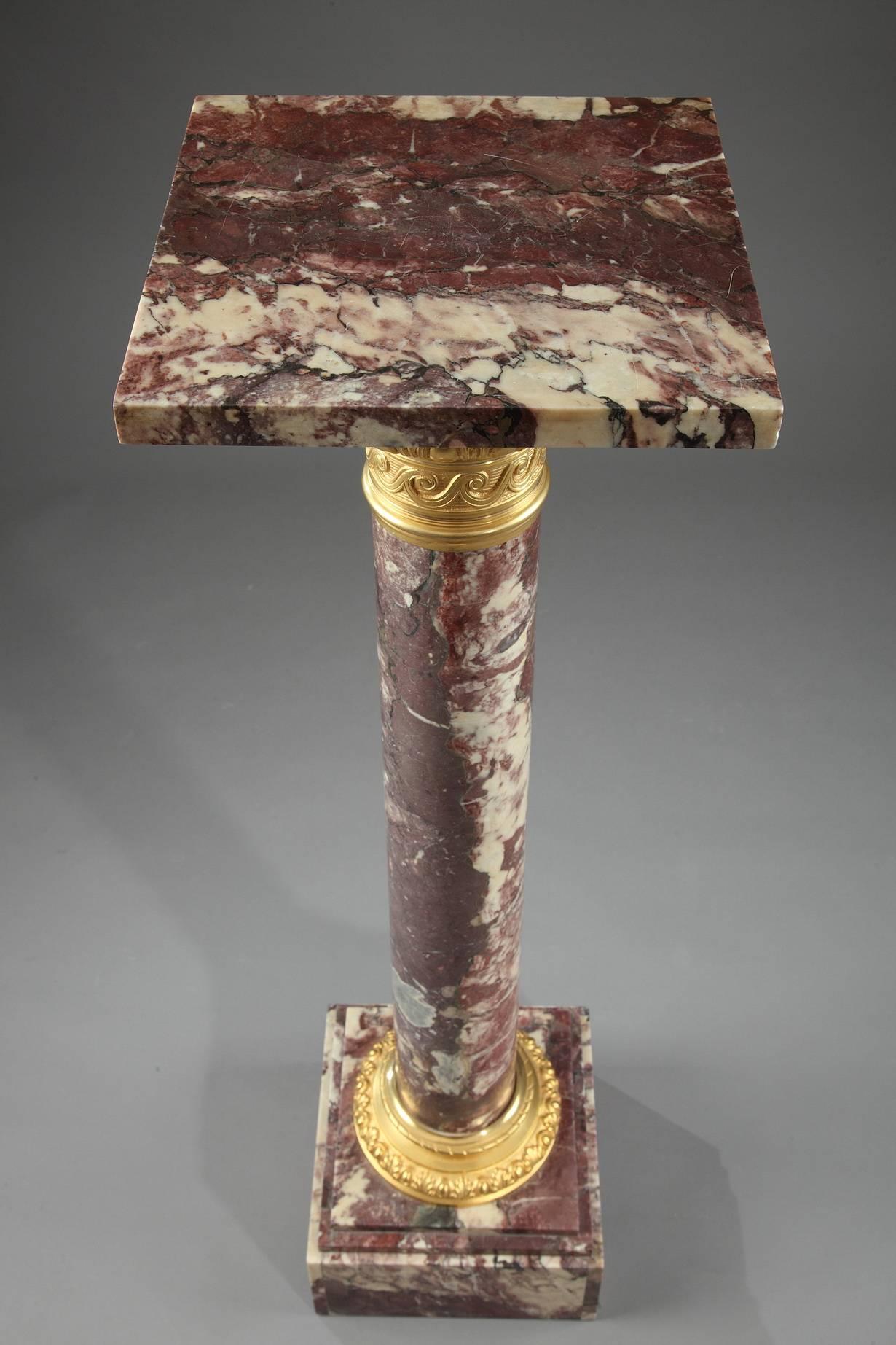 Gilt Red Griotte Marble Column 19th Century