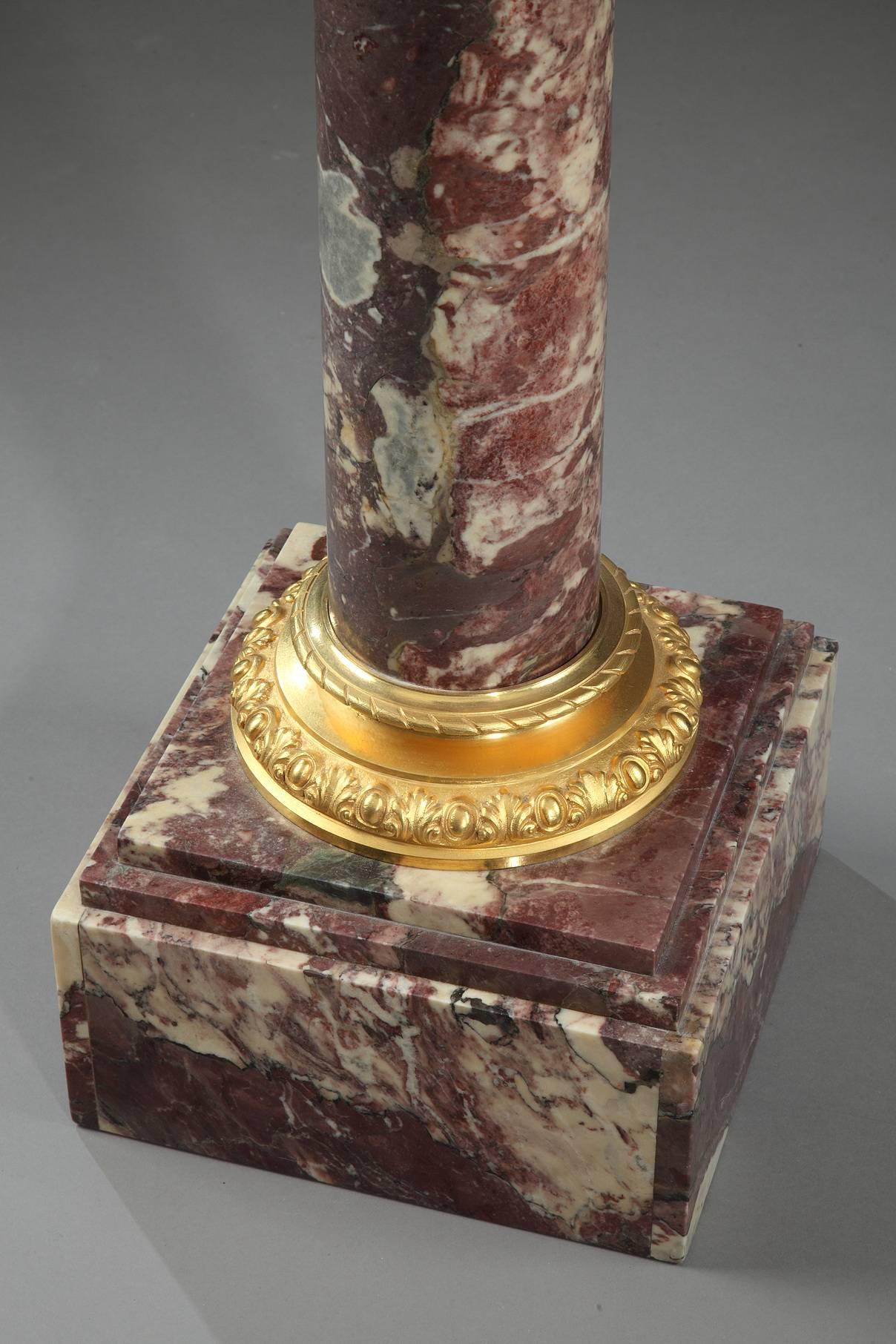 Bronze Red Griotte Marble Column 19th Century