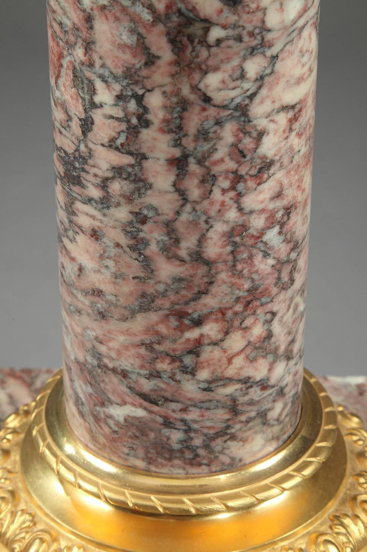 19th Century Napoleon III Brocatelle Marble Column For Sale at 1stDibs