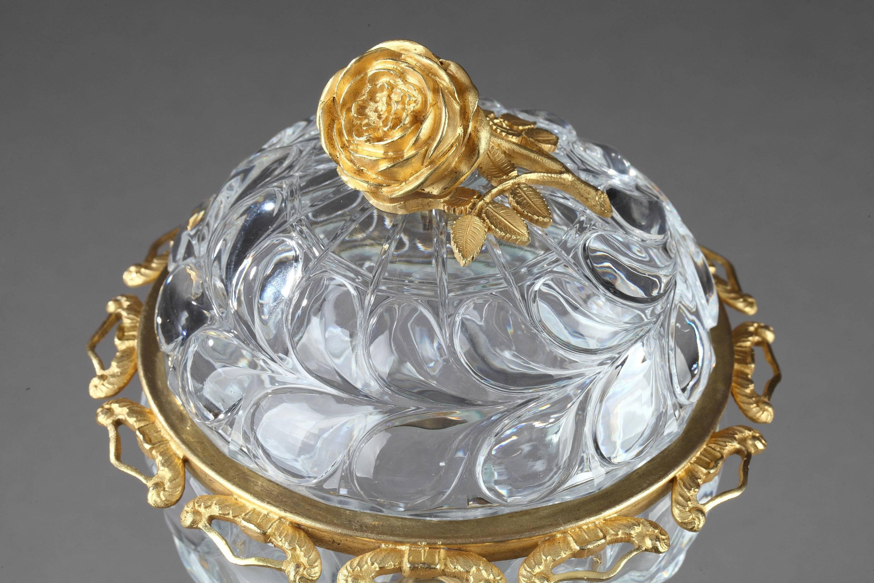 French Early 19th Century Charles X Jam Pot in Cut Crystal from Montcenis Le Creusot